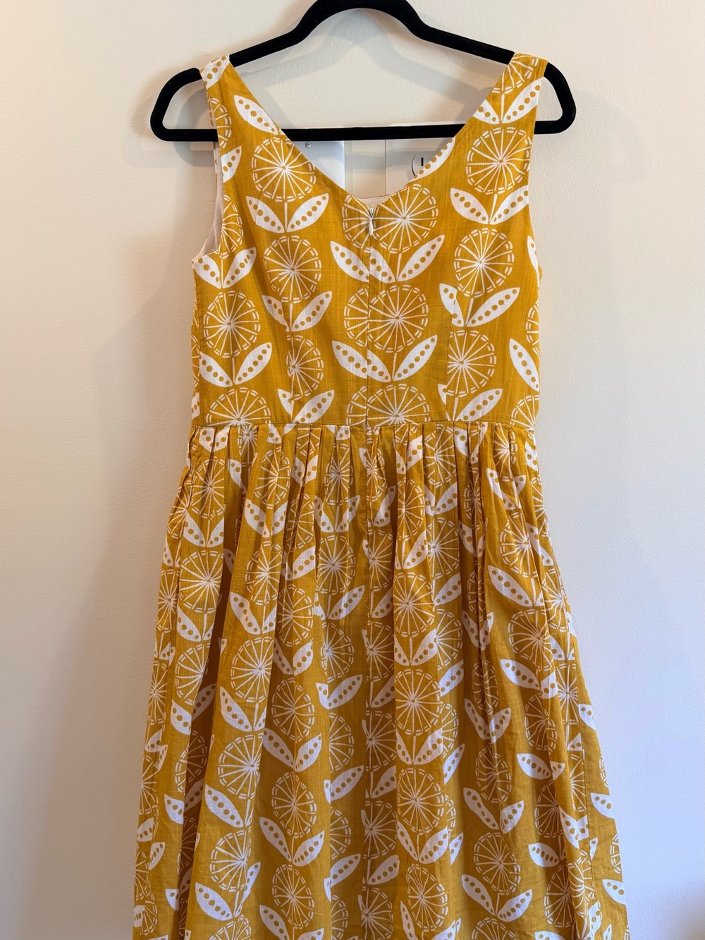 Boden Nancy Sunflower Yellow White Floral Cotton Fit Flare Dress Womens 8 Summer - Picture 5 of 10